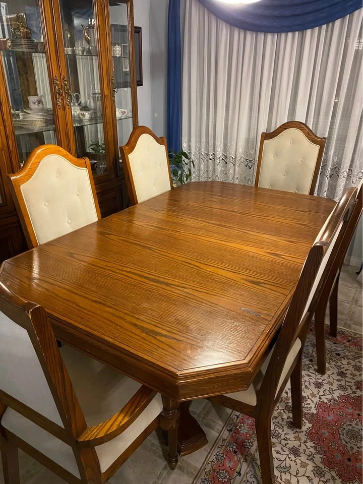 Elegant Oak Dining Room Set – Table, 6 Chairs & China Cabinet - photo 2