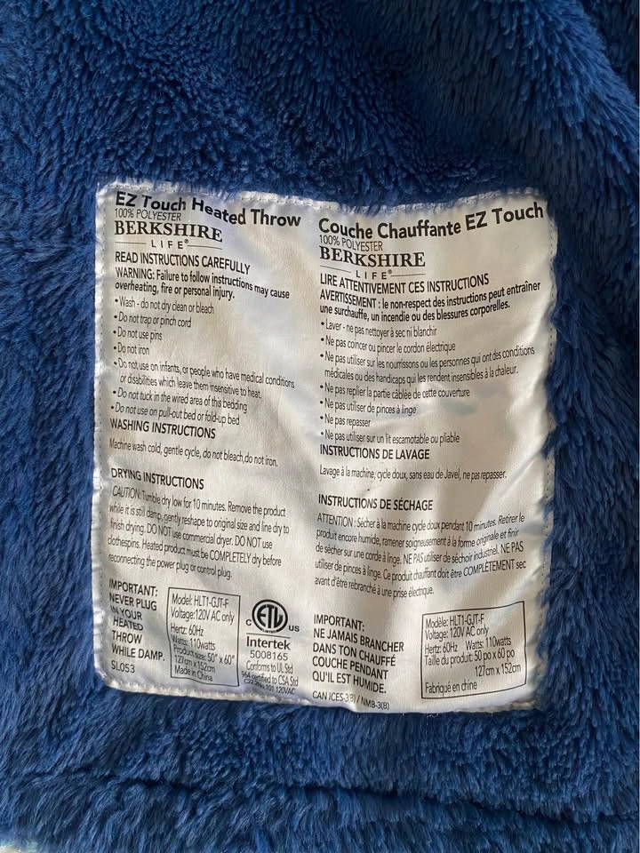 BERKSHIRE BLUE ELECTRIC THROW BLANKET - photo 3