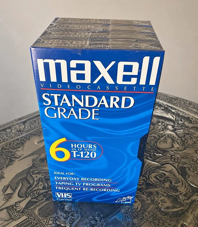 Maxell T-120 VHS Blank Recording Tapes – 4 Pack – Sealed