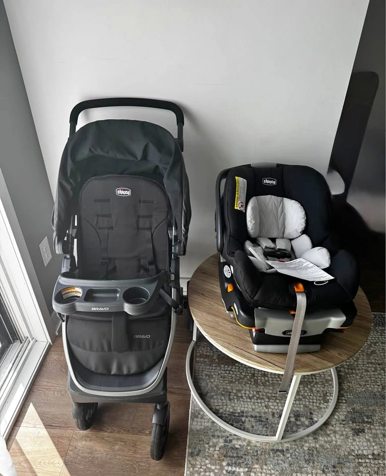 Chicco Bravo Travel System - New Car Seat & Used Stroller