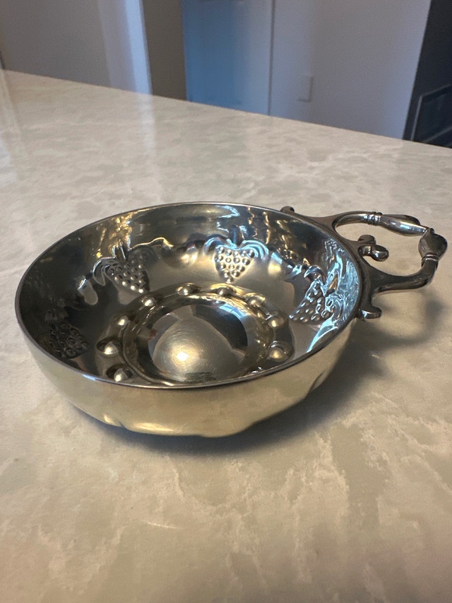 Vintage French pewter wine taster (tastevin)