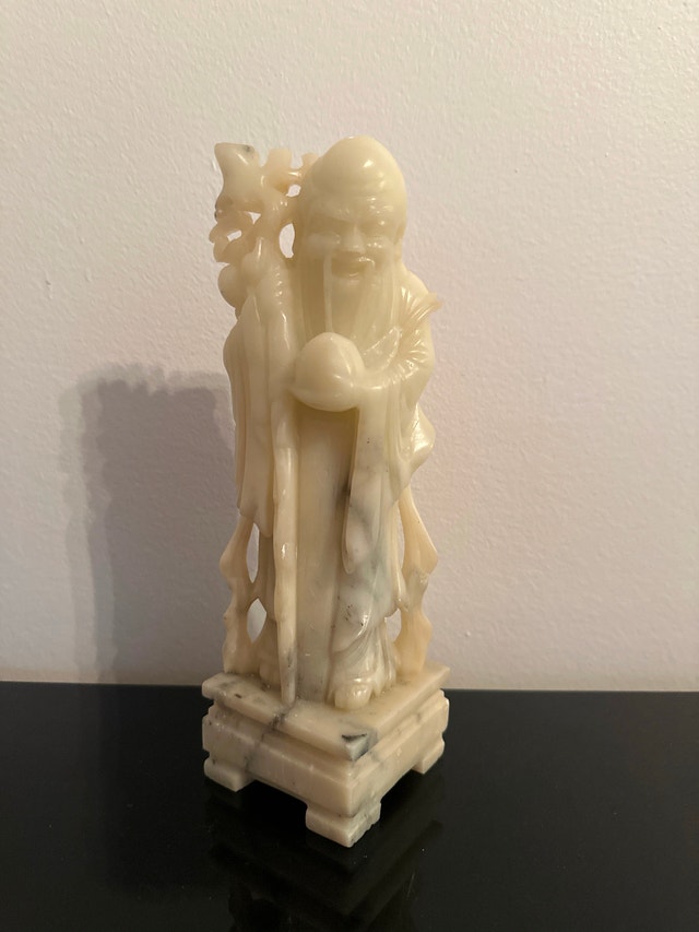 VTG Chinese hand-carved soapstone figurine of Shou Lao/Shou Xing