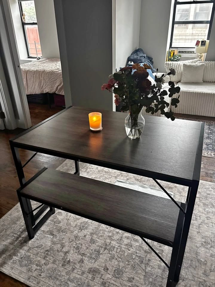Wooden table + 2 benches