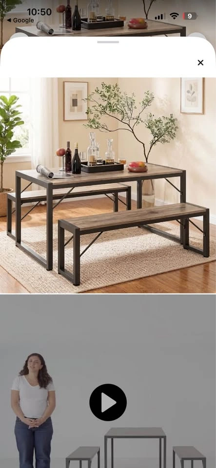 Wooden table + 2 benches - photo 3