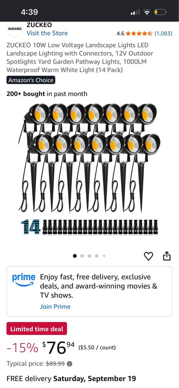 ZUCKEO 10W LED Landscape Spotlights 14-Pack
