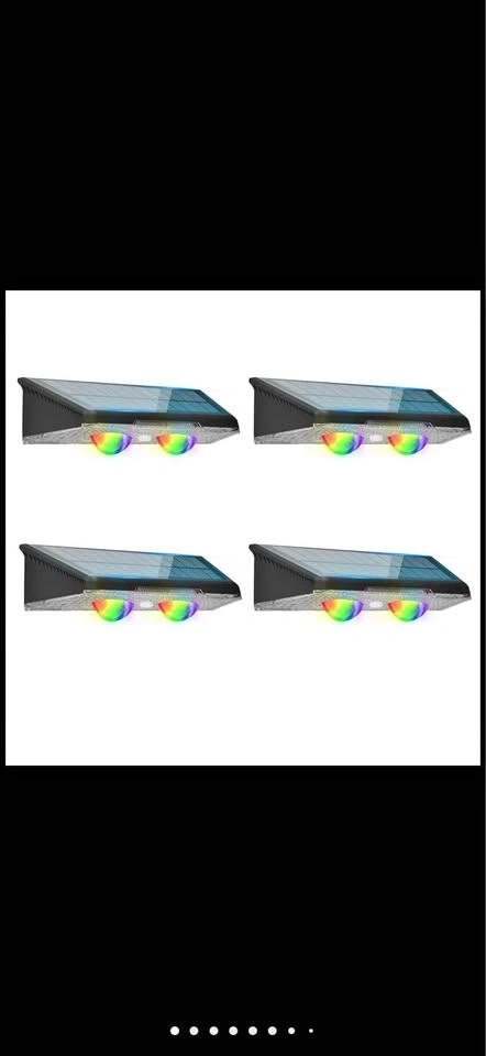 Solar Fence Lights Outdoor：4 Pack, RGB Color Changing