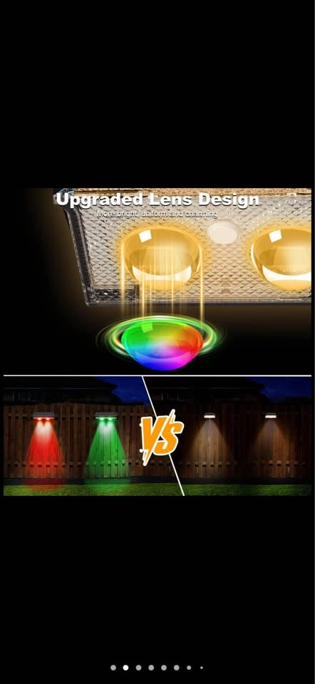 Solar Fence Lights Outdoor：4 Pack, RGB Color Changing - photo 5