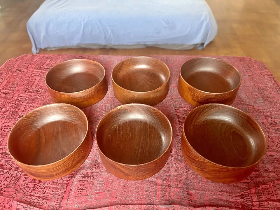 Vintage Danish Teak Bowls (Set of 6) – Handcrafted Denmark
