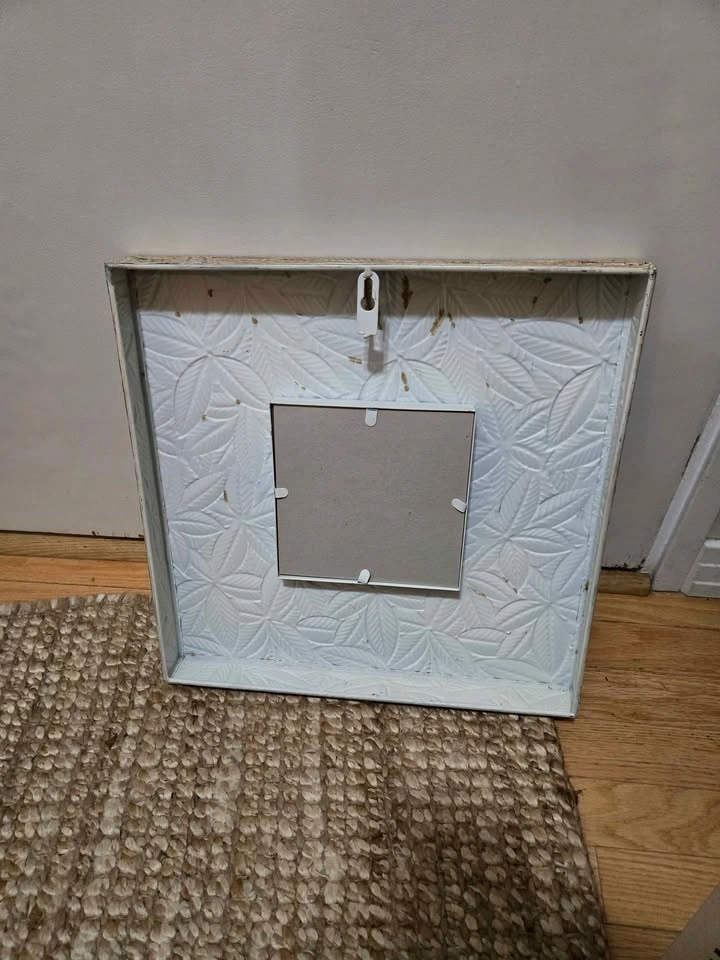 16"x16" Embossed Leaf Decorative Wall Mirror (Distressed White M - photo 2