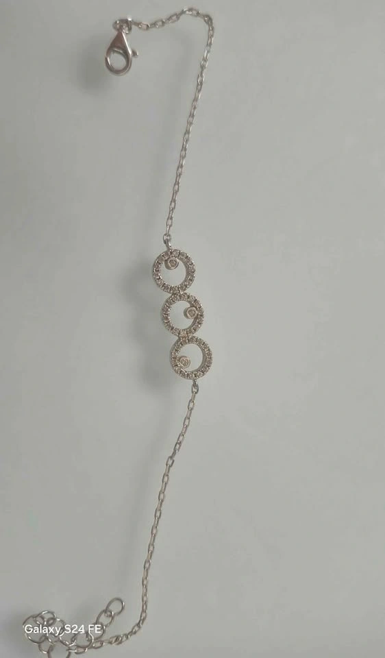 Silver 925 -Toned Triple Circle Pave Bracelet - photo 2