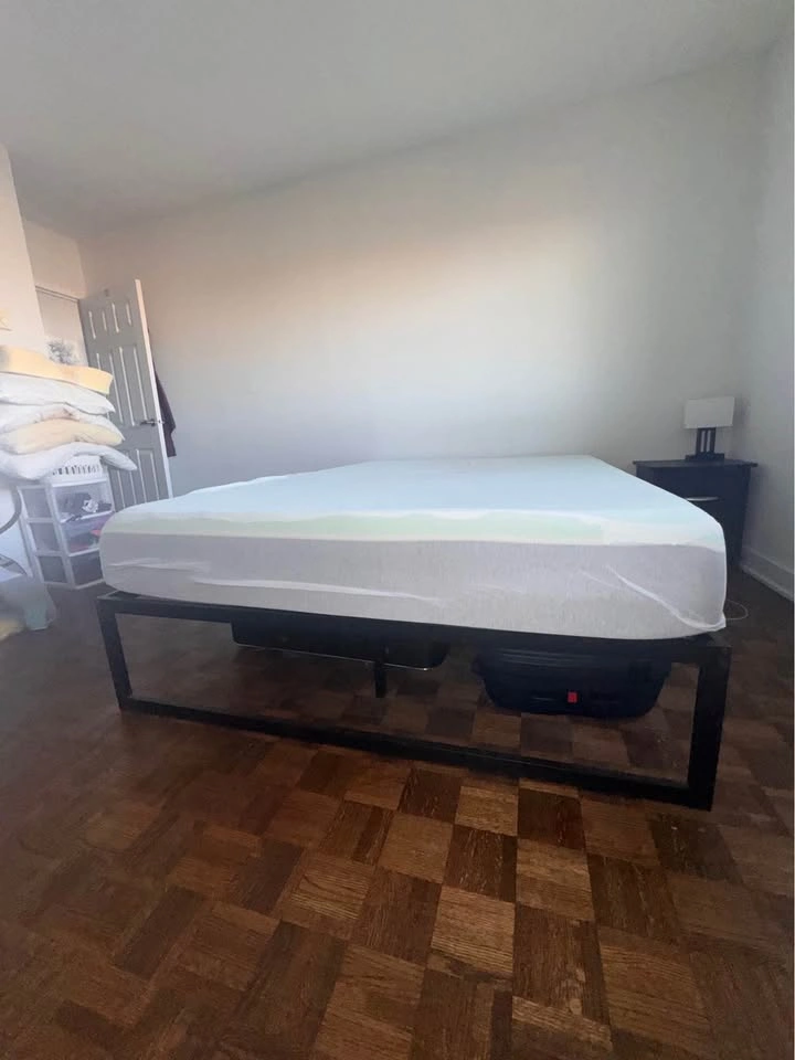 Queen Mattress, Mattress Encasement & Black Metal Bed Frame - photo 3