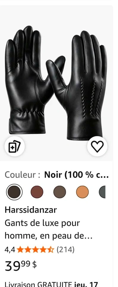 Harssidanzar Men's Leather Gloves L - photo 2