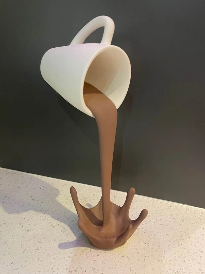 Floating Coffee Cup Sculpture – Gravity-Defying Desk Decor - photo 3