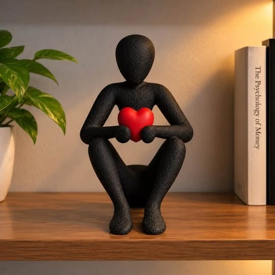6-Inch Black Heart Holding Figurine – Emotional Gift & Decor - photo 2