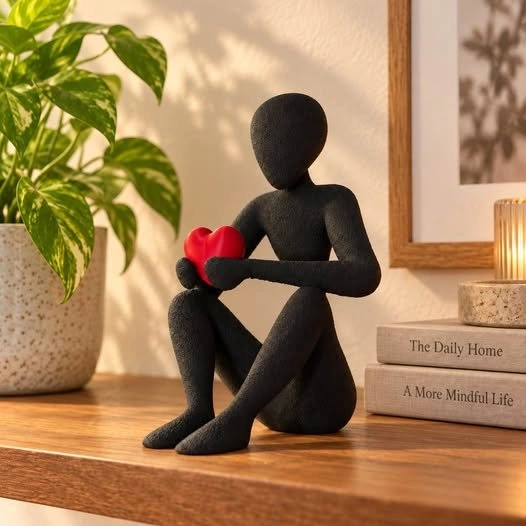 6-Inch Black Heart Holding Figurine – Emotional Gift & Decor - photo 3