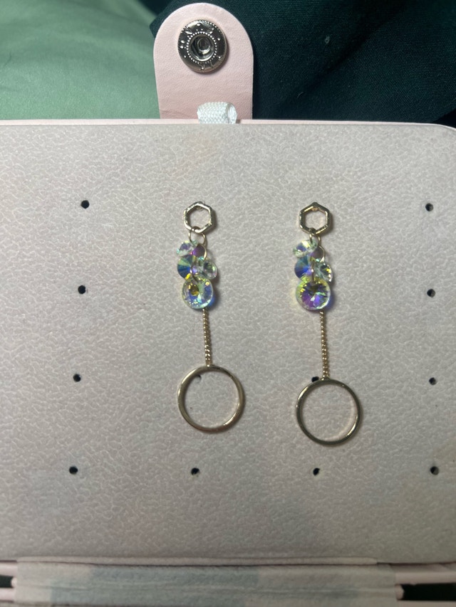Iridescent and Gold Dress Earrings