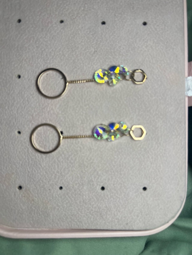 Iridescent and Gold Dress Earrings - photo 2