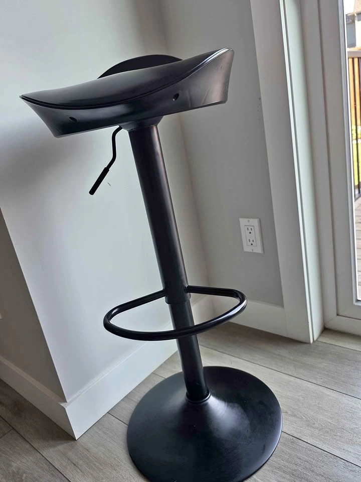Pair of Black Adjustable Swivel Bar Stools