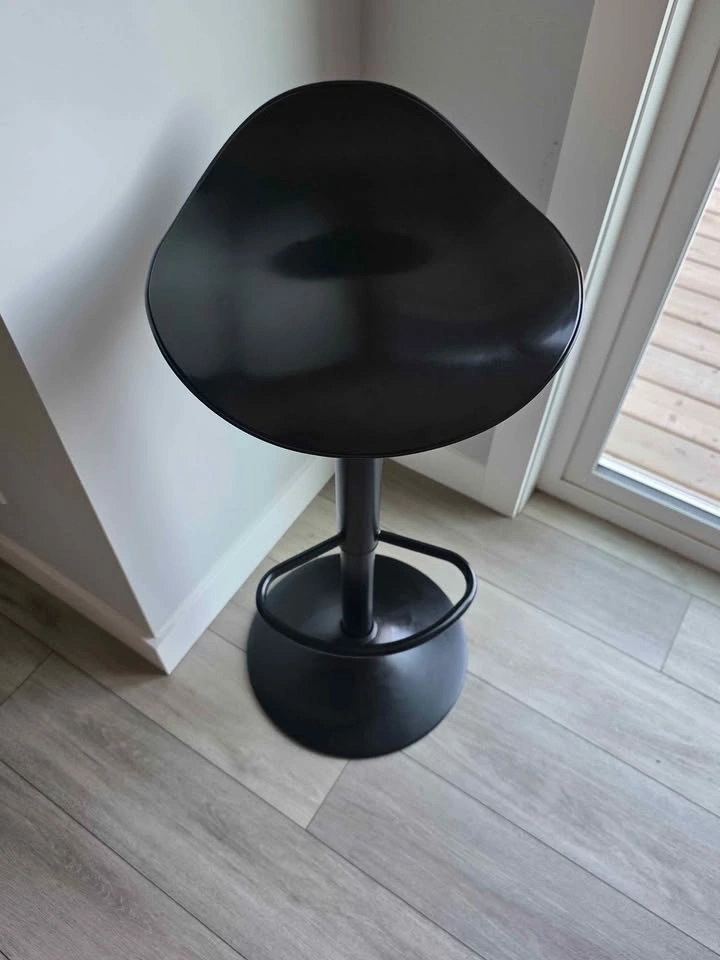 Pair of Black Adjustable Swivel Bar Stools - photo 2