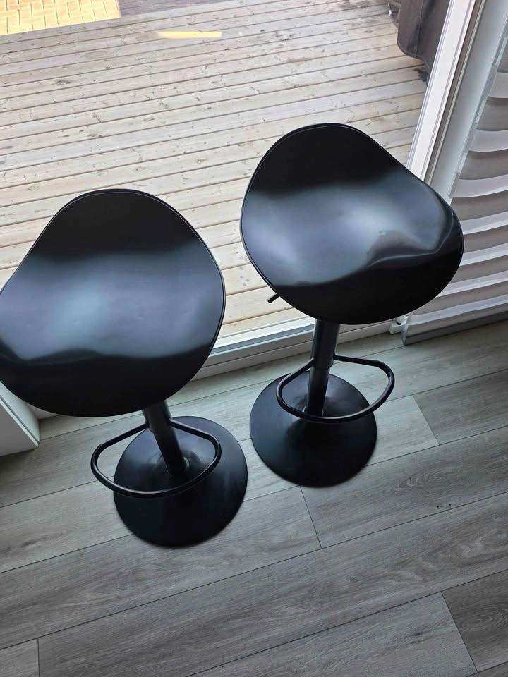 Pair of Black Adjustable Swivel Bar Stools - photo 3