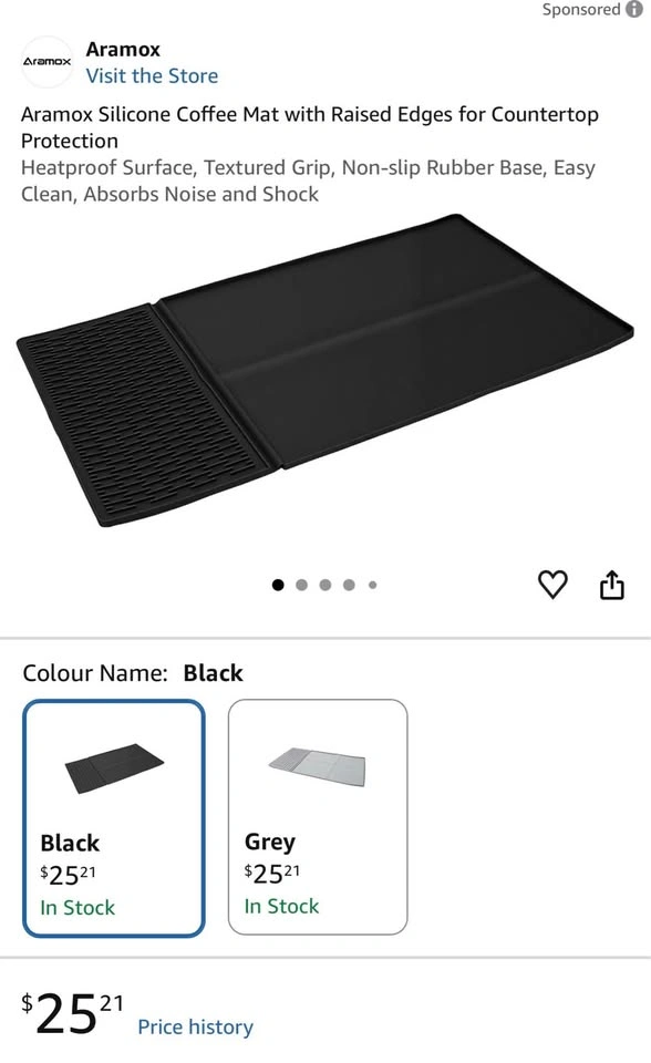 Silicone Coffee Mat with Raised Edges for Countertop Protection - photo 4