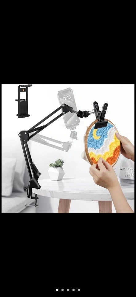 3-in-1 Embroidery Hoop, Phone, and Tablet Table Stand - photo 2