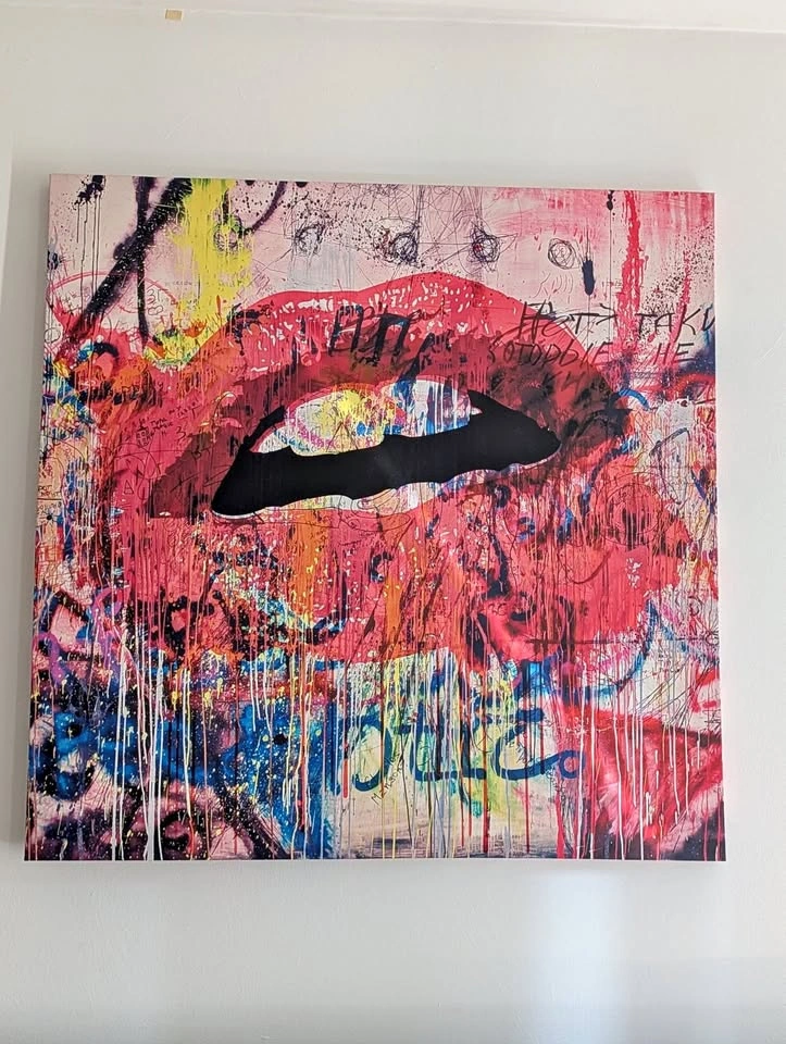 Acrylic Lips Print On Canvas