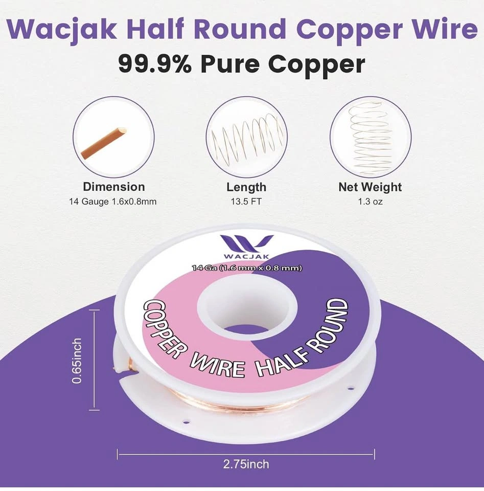 Wacjck 14 Gauge Half Round Copper Wire 1.3 oz 13.5 Ft - photo 4