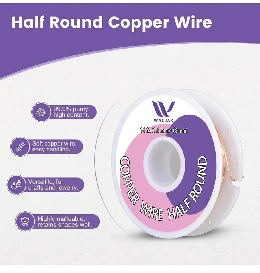 Wacjck 14 Gauge Half Round Copper Wire 1.3 oz 13.5 Ft - photo 5