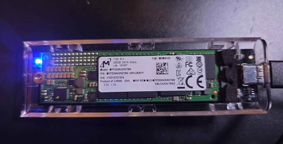 Micron 1100 256GB M.2 SATA SSD with Orico USB-C Enclosure - photo 2