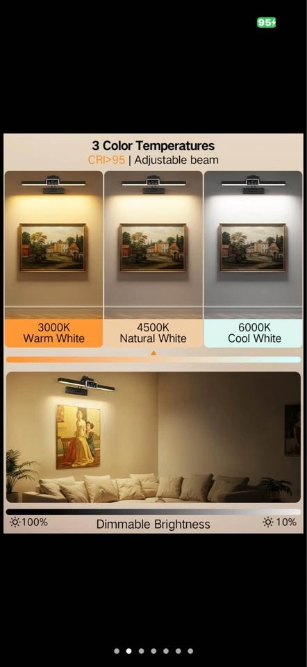 OUTON 15.7" Dimmable Rechargeable Magnetic LED Picture Light - photo 3