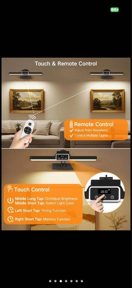 OUTON 15.7" Dimmable Rechargeable Magnetic LED Picture Light - photo 4