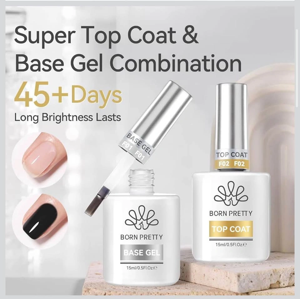 Nail Art Gel Top Coat 15ml Gloss Base and Top Gel Set 2 PACK - photo 4