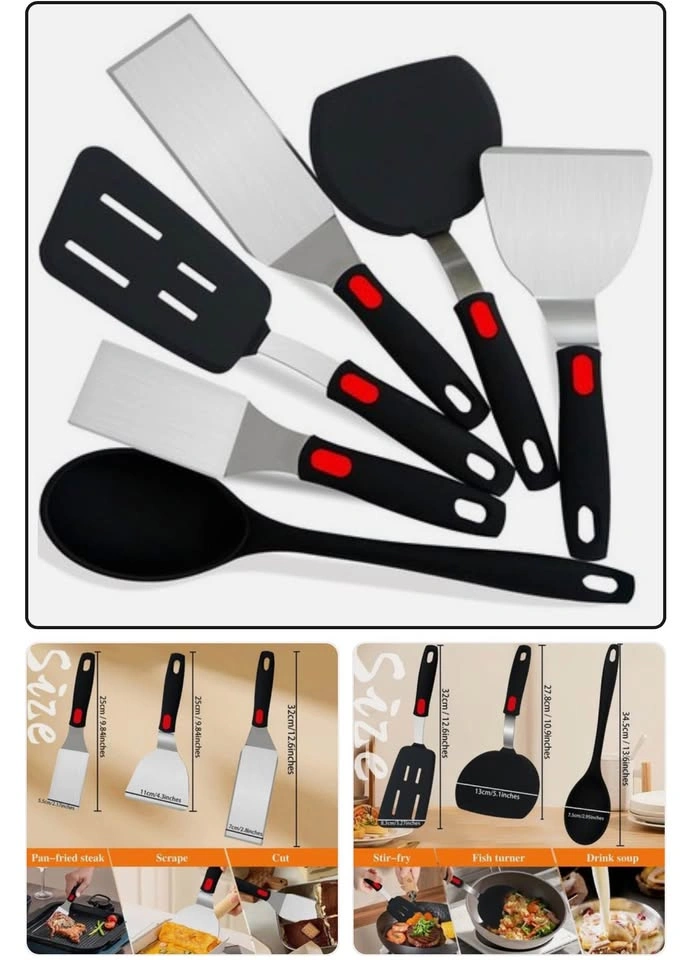 6-Piece Stainless Steel & Silicone Spatula Set - photo 2