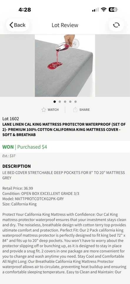 Lane Linen Cal King Mattress Protector Waterproof (Set of 2) - photo 4