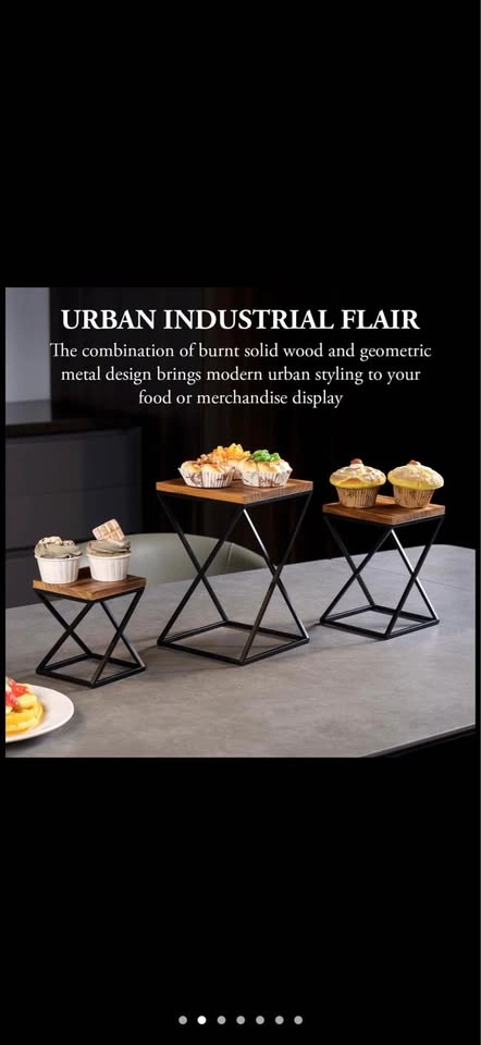 Solid Wood Square Pizza Riser Display Rack 3 Pcs Set - photo 4