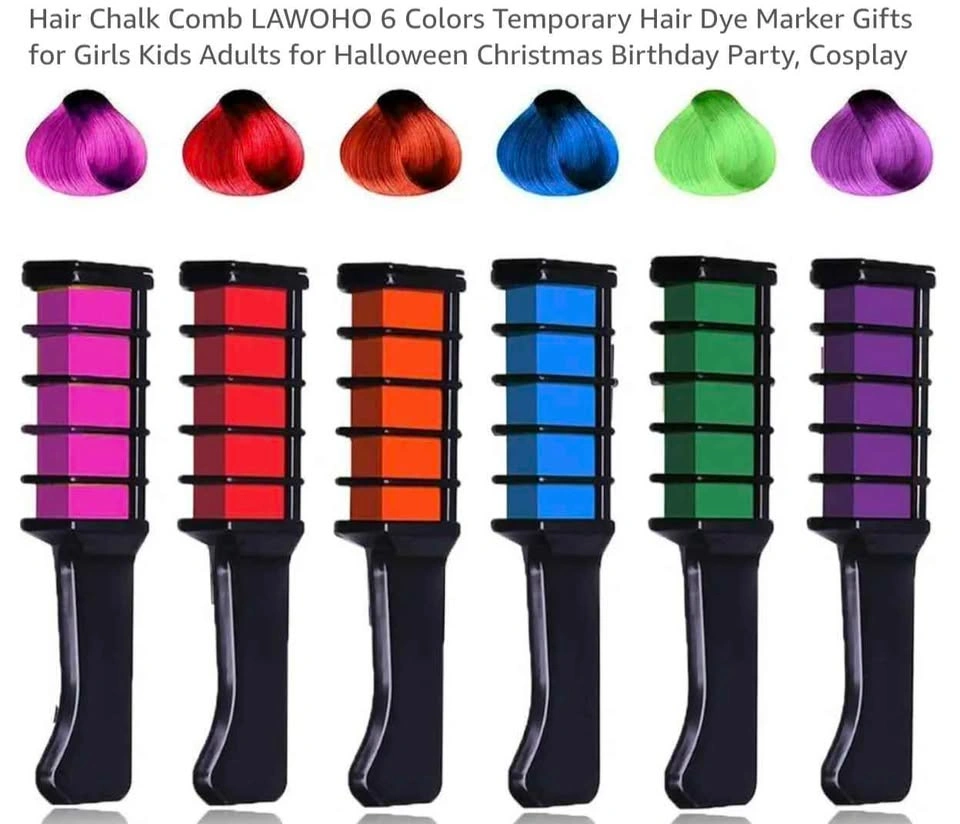 Hair Chalk Comb 6 Colors Temporary Hair Dye Marker (2 pack) - photo 4