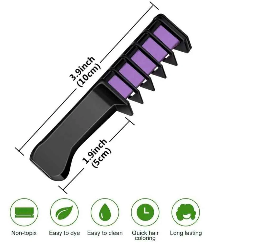Hair Chalk Comb 6 Colors Temporary Hair Dye Marker (2 pack) - photo 5