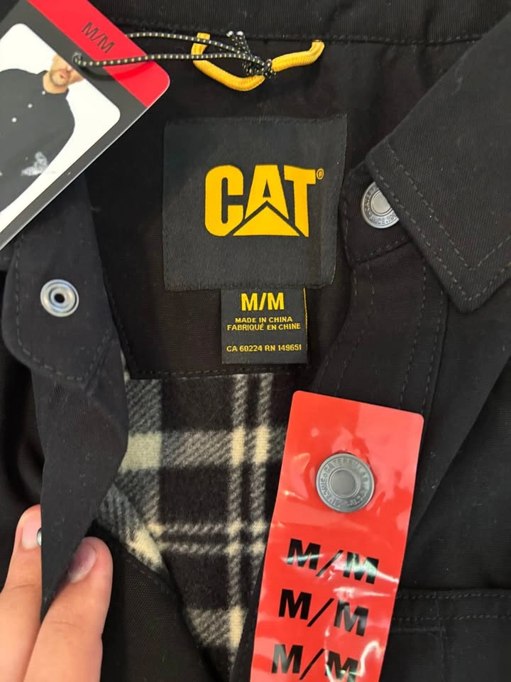 CAT Black Plaid-Lined Shirt Jacket Size M - photo 2