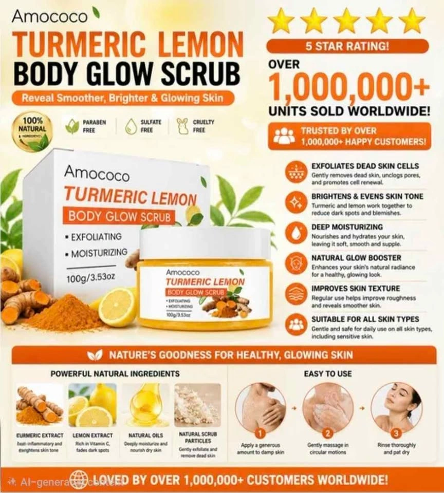 Amococo Turmeric Lemon Body Glow Scrub - photo 3
