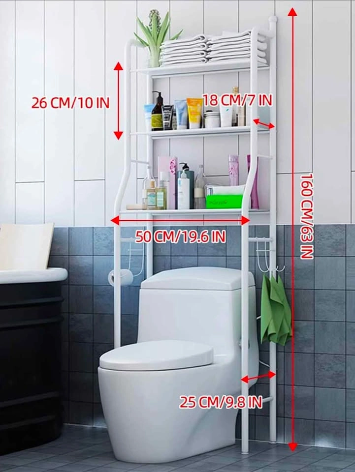 Over-the-Toilet Bathroom Storage Shelf – 3 Tier – White - photo 4
