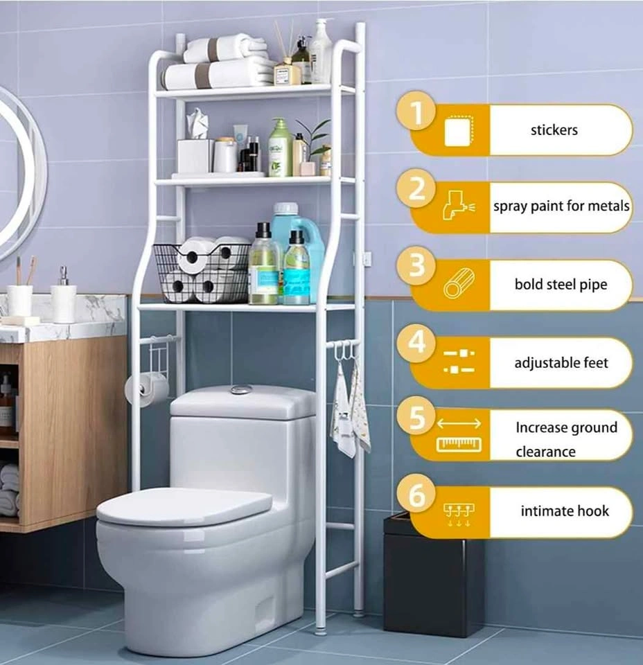 Over-the-Toilet Bathroom Storage Shelf – 3 Tier – White - photo 5