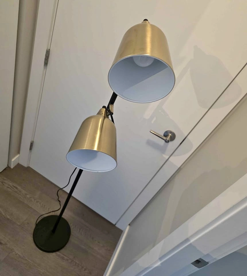 HOMETRENDS 2-Light Floor Lamp – Black & Gold (bulbs included)