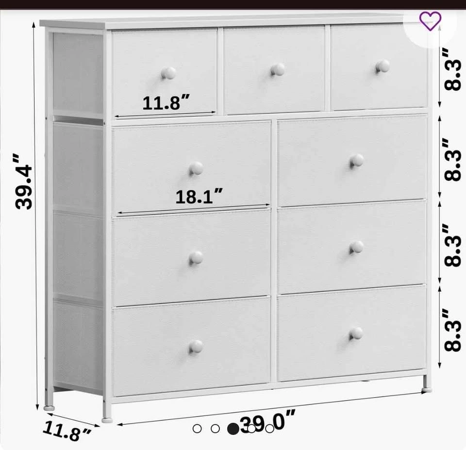 9-Drawer Dresser / Storage Chest – White – Excellent Condition - photo 5