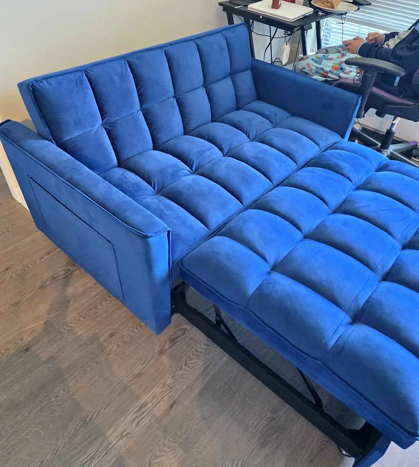 3-in-1 Velvet Sleeper Sofa / Loveseat with Pull-Out Bed