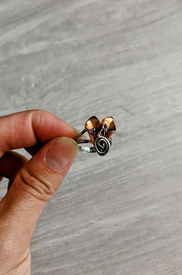 Copper and silver ring - photo 2