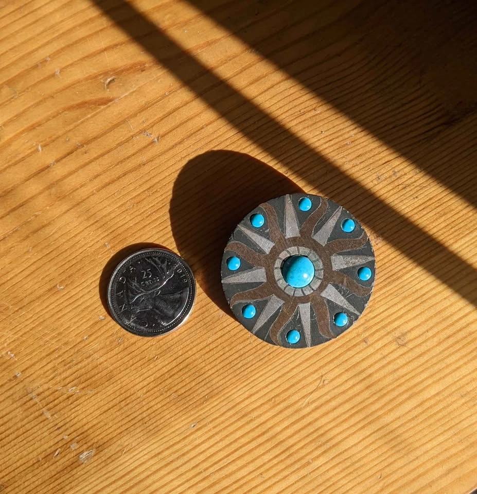 Wooden silver pendant and brooch - photo 3