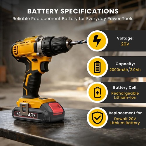 2 Pack 2A 20v MAX Replacement Battery Compatible with Dewalt 20v - photo 3