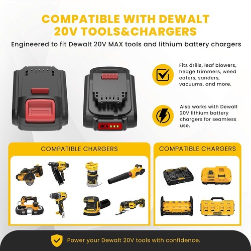 2 Pack 2A 20v MAX Replacement Battery Compatible with Dewalt 20v - photo 5