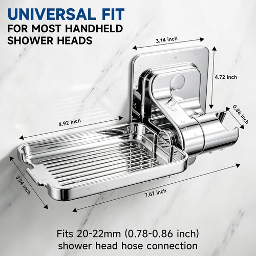 No Drill Adhesive Shower Head Holder with Soap Dish - photo 2